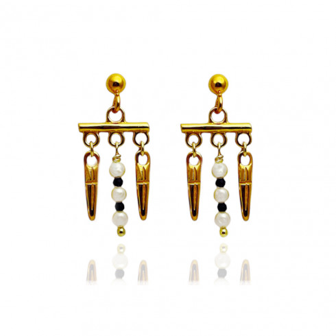 Spikes Pearls Earrings Sterling Silver 925
